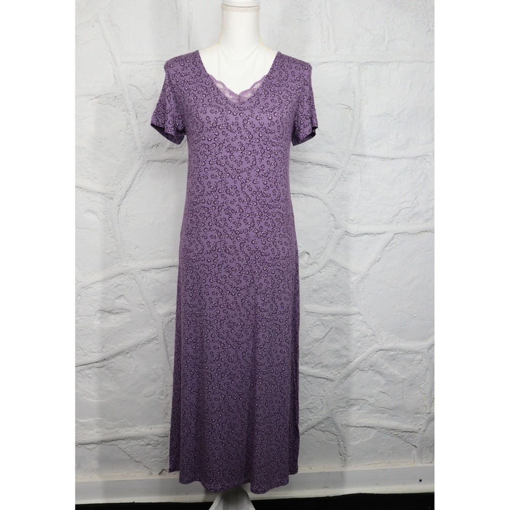 Charter Club Women's Short-Sleeve Floral Nightgown - Dusty Lilac Purple - XS
